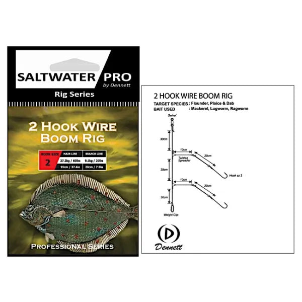 Dennett Saltwater Pro Rigs 2 Hook Wire Boom Rig